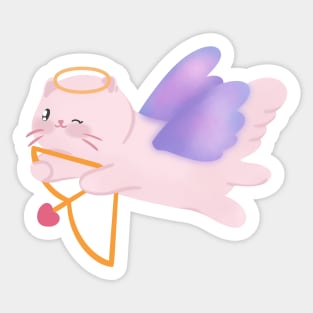 Pink Cupid Cat Sticker